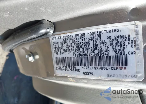 1999 Toyota Camry Le z USA, uszkodzony, nr VIN 4T1BG28K1XU450342